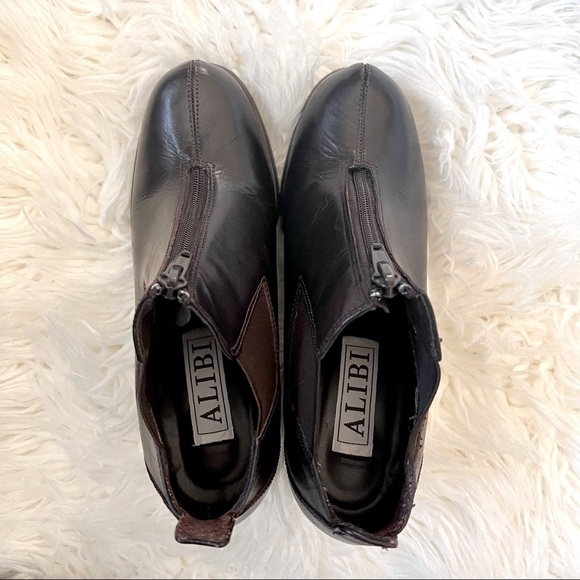 ALIBI Brown Leather Zip up Front Booties Size 6 1/2 - Picture 5 of 6